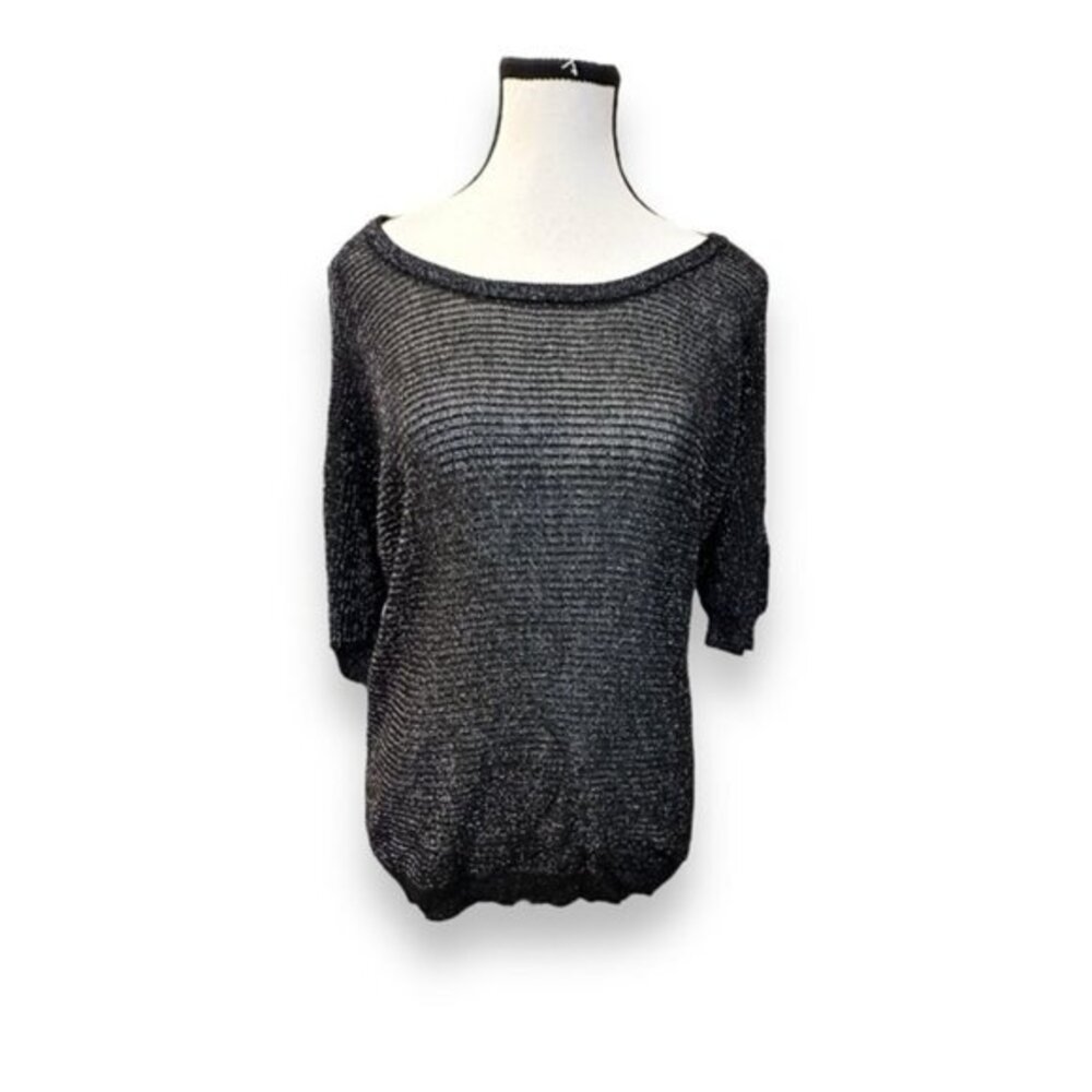Women’s torrid 1 Metallic Knit 3/4 Sleeve Scoop Neck Sweater 14 16